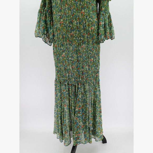 byTiMo Georgette Midi Dress Medium Green Garden Floral - Picture 6 of 16